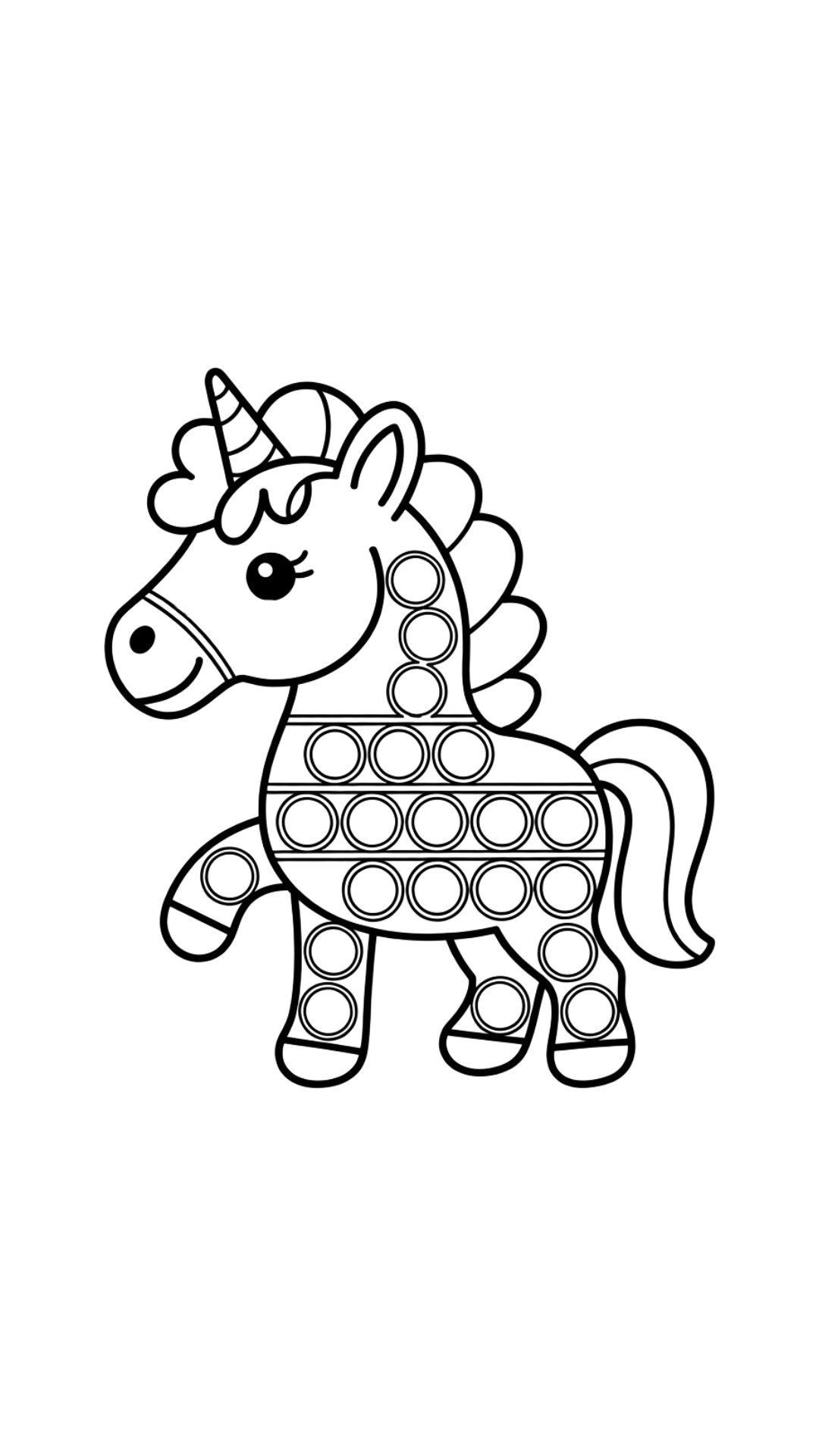 Kleurplaat Schattige Eenhoorn Pop It