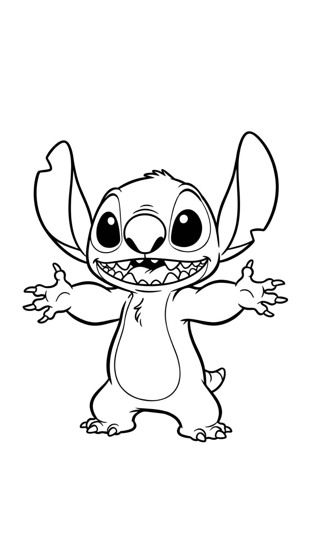 Kleurplaat Stitch met open armen