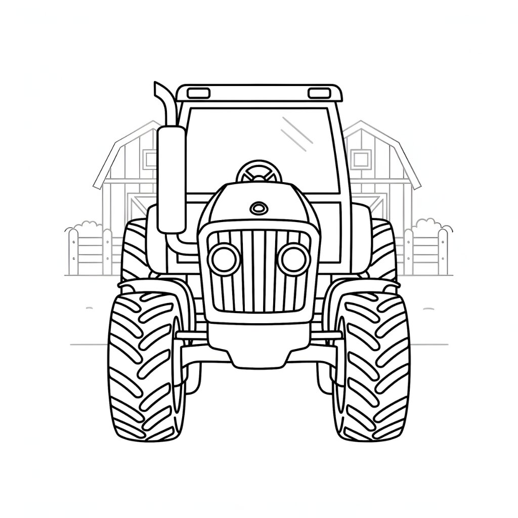 Kleurplaat Tractor van Voorkant