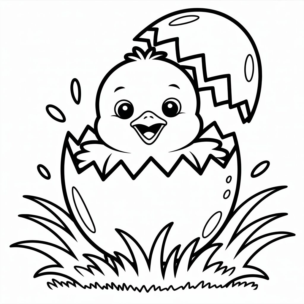 Küken schlüpft aus dem Ei Malvorlage