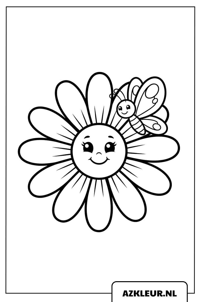 Lachende bloem met vlinder kleurplaat.jpg