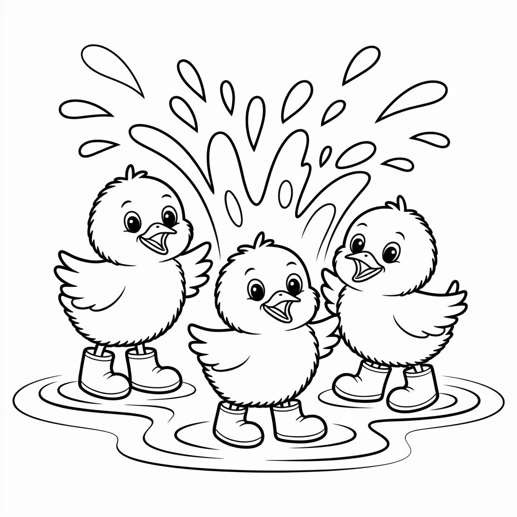 Malvorlage Spielende Küken