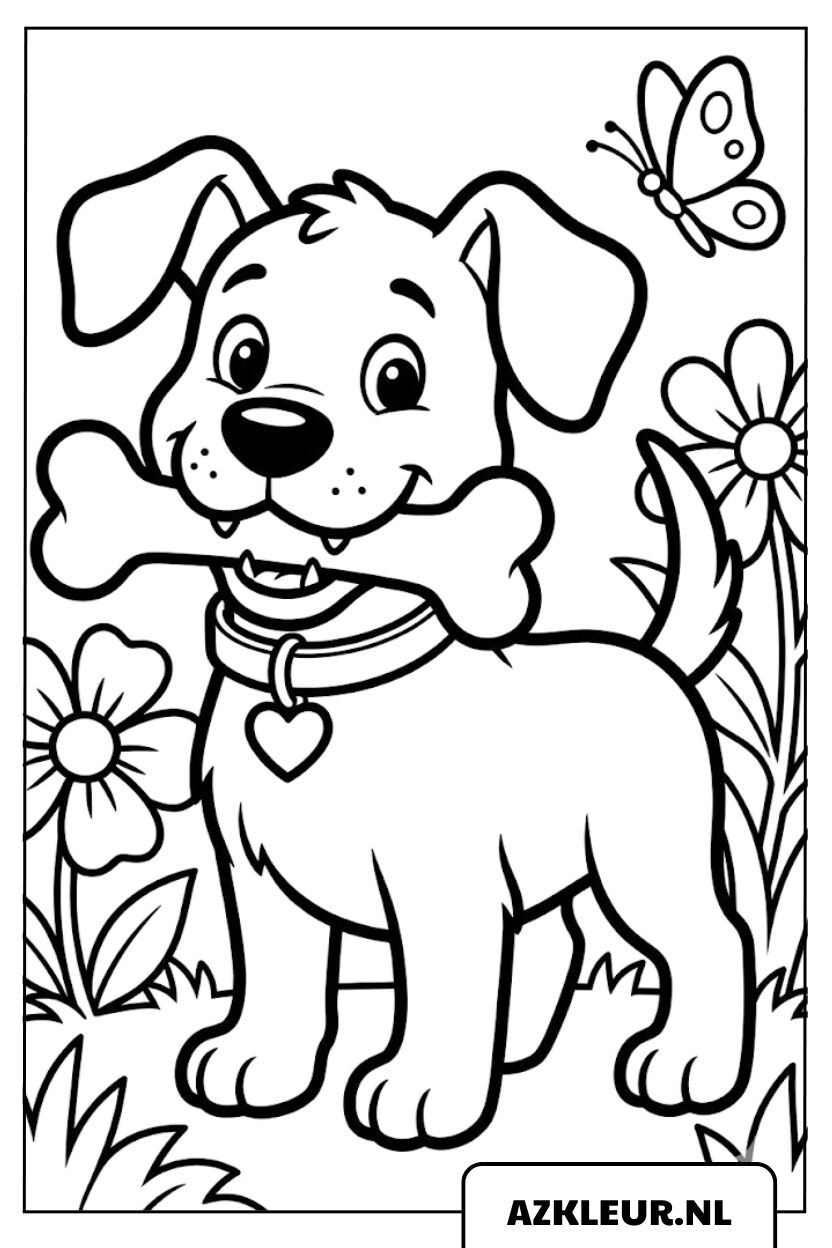 Puppy met groot bot kleurplaat.jpg
