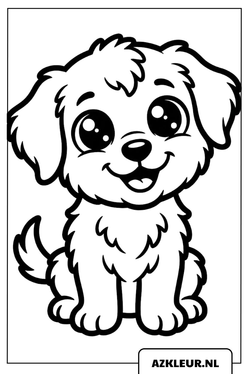 Schattige zittende puppy kleurplaat.jpg
