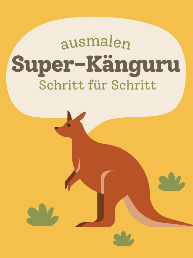 Super-Känguru ausmalen – Schritt für Schritt