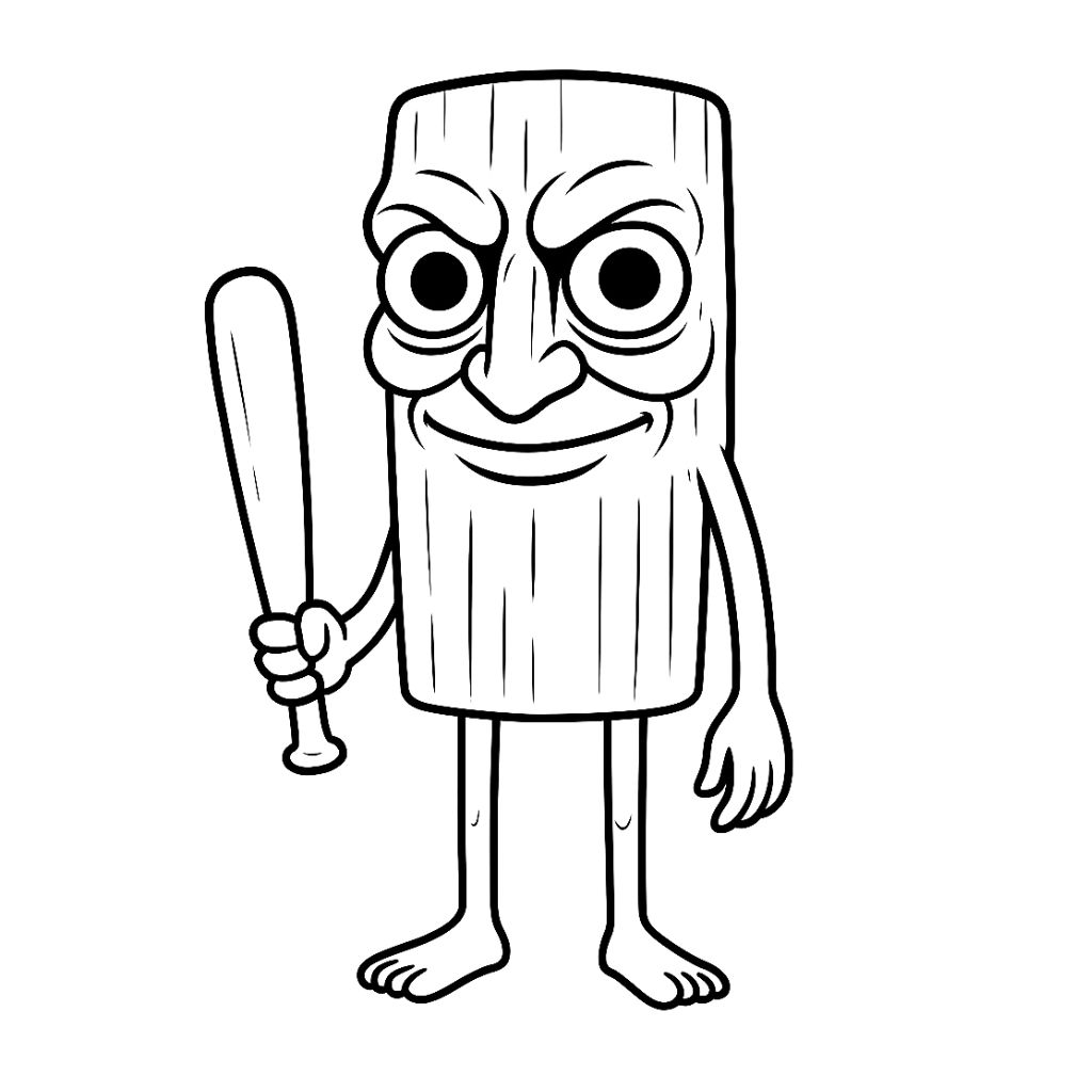 Tung Tung Tung Sahur kleurplaat gratis