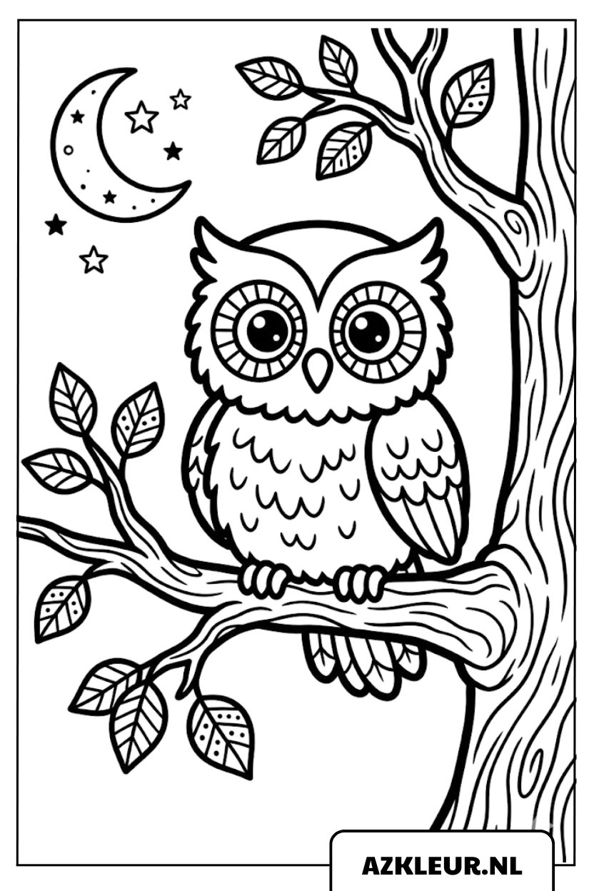Uil op tak in de nacht kleurplaat.jpg
