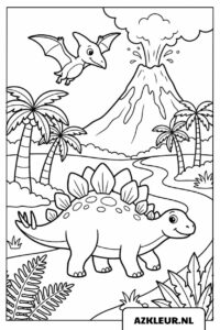 Vliegende Pterodactylus dino kleurplaat.jpg