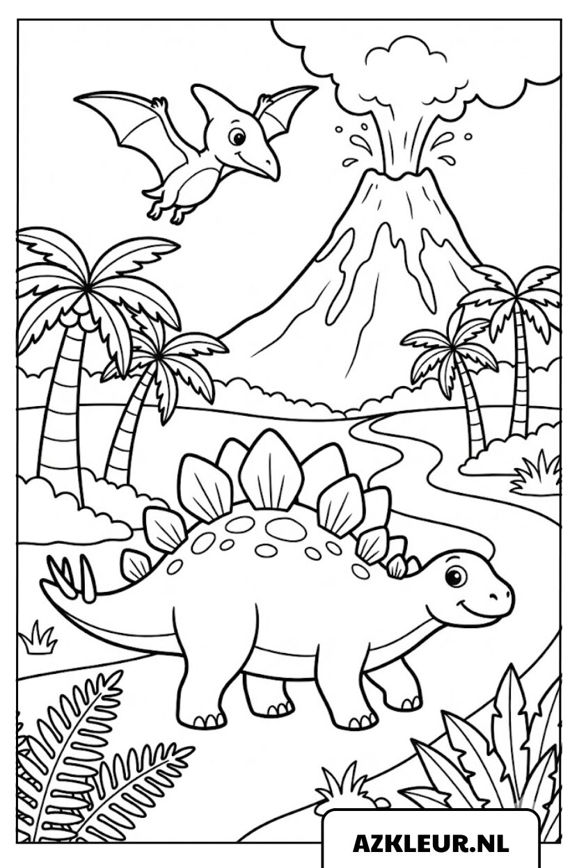 Vliegende Pterodactylus dino kleurplaat.jpg