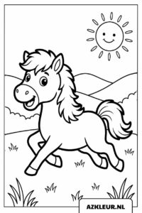 Vrolijk paard in de zon kleurplaat.jpg