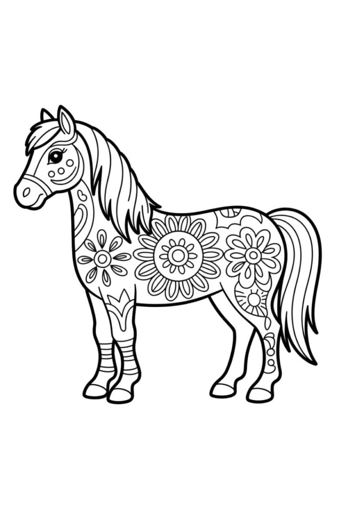 112 Pagine di Cavalli da Colorare