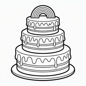 coloriage Gâteau arc-en-ciel