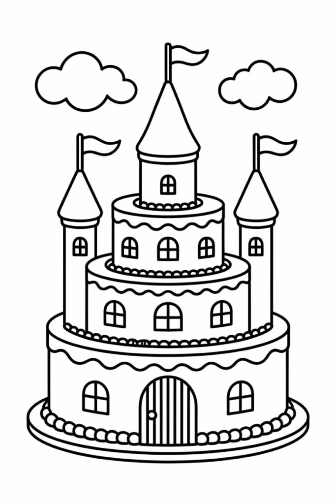 Libro da colorare Torta con 102 pagine