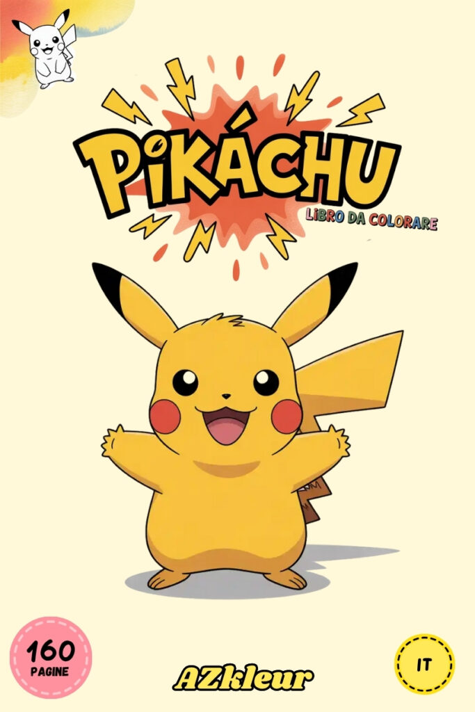 160 Pagine Libro da Colorare Pikachu