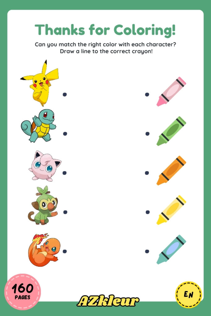 160 Pages Pikachu Coloring Book