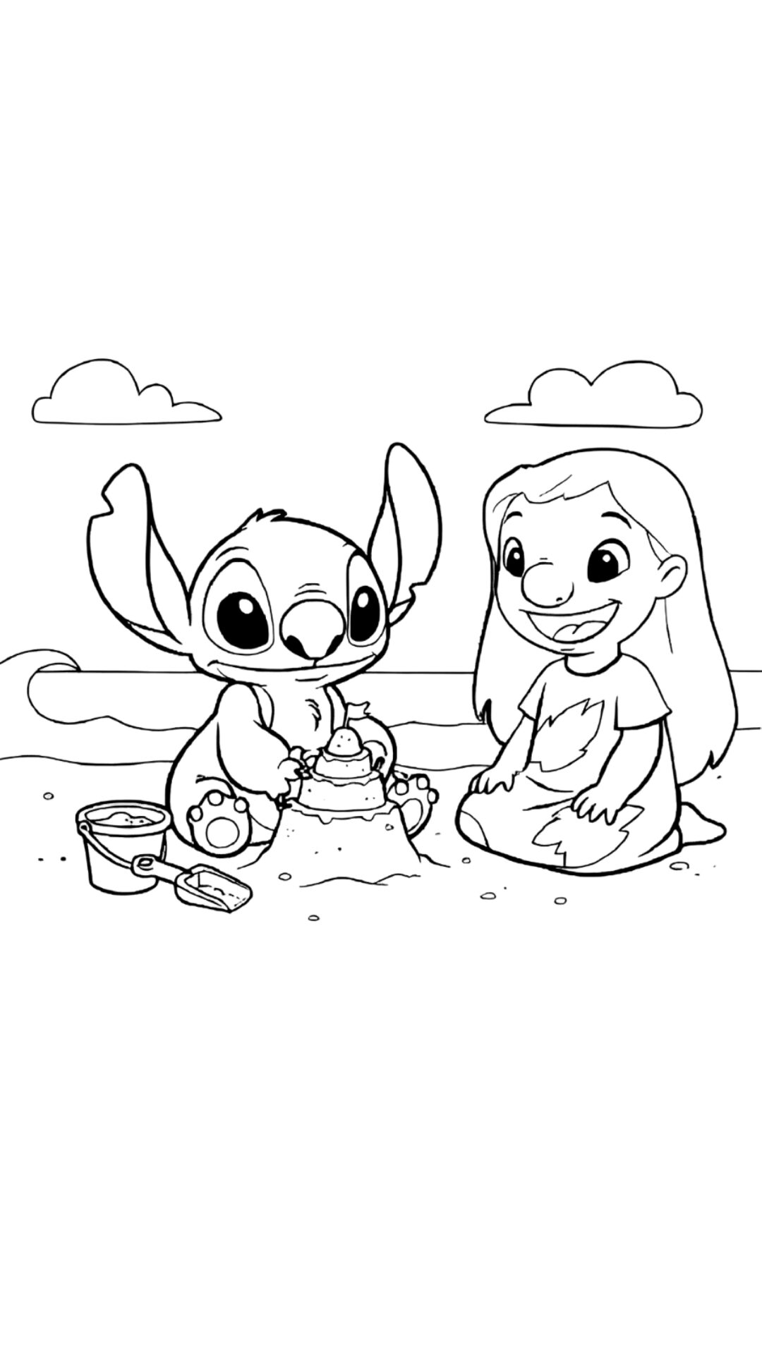Lilo und Stitch Strand und Sand Ausmalbild