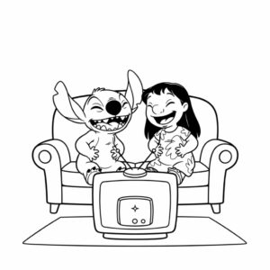 Lilo und Stitch Fernsehen Ausmalbild