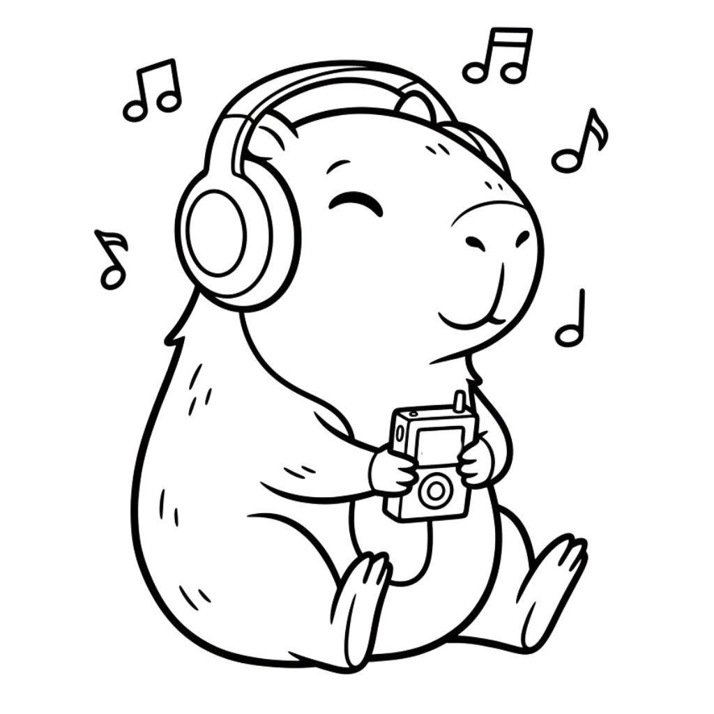 kleurplaat capybara cute