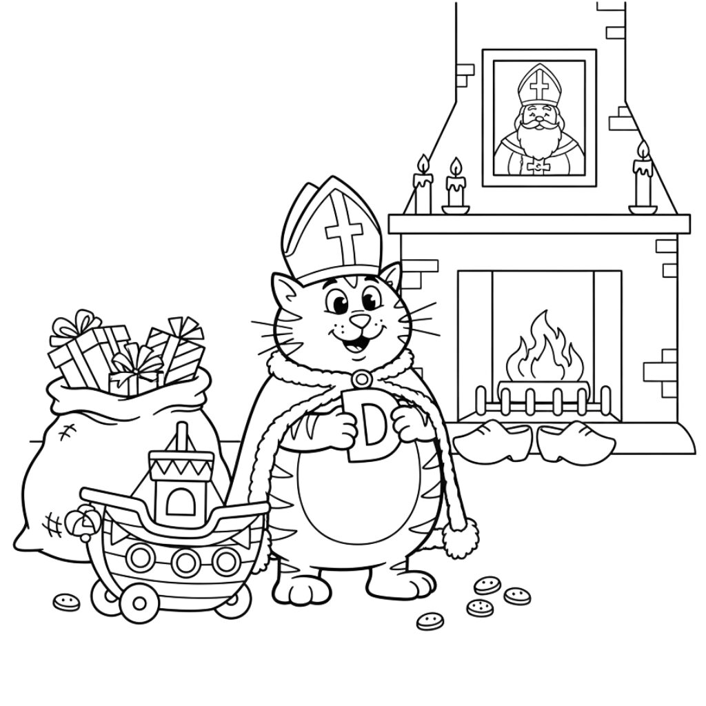 kleurplaat dikkie dik sinterklaas