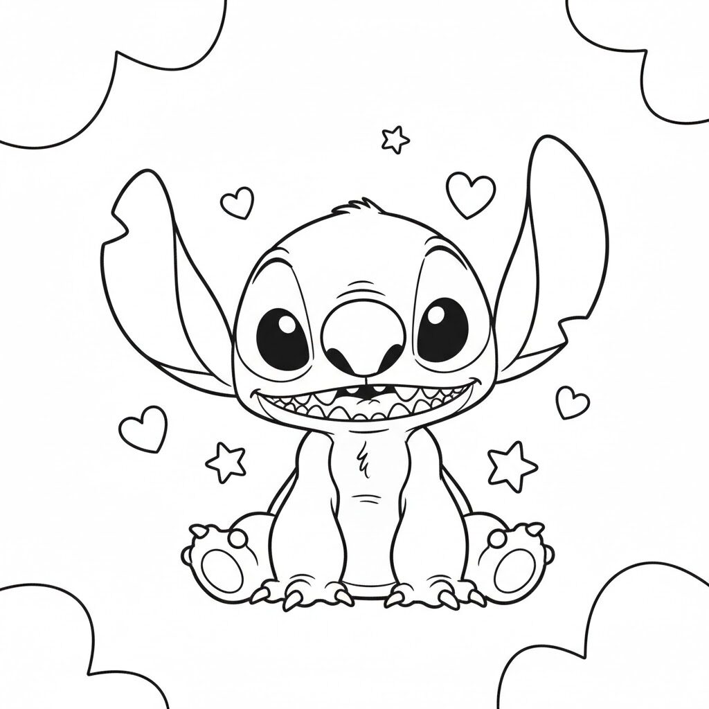disegno da colorare Stitch carino