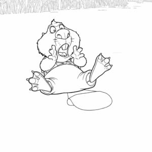Coloring page of Nibbles swimming in the river