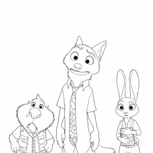 Nick, Judy, and Nibbles standing next to each other