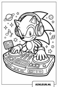 Sonic como DJ con música página para colorear.jpg