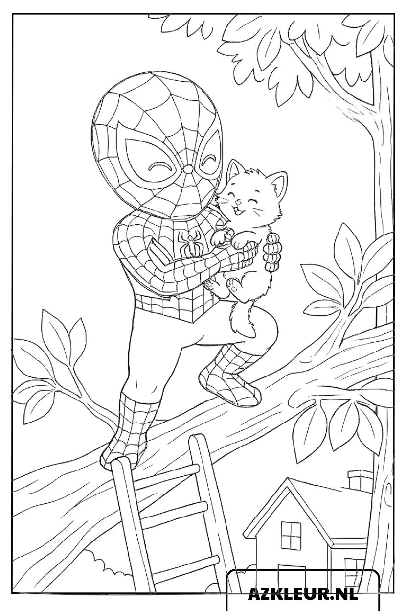 Spiderman klimt op muur kleurplaat.jpg