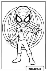 Spiderman slingert aan web kleurplaat.jpg