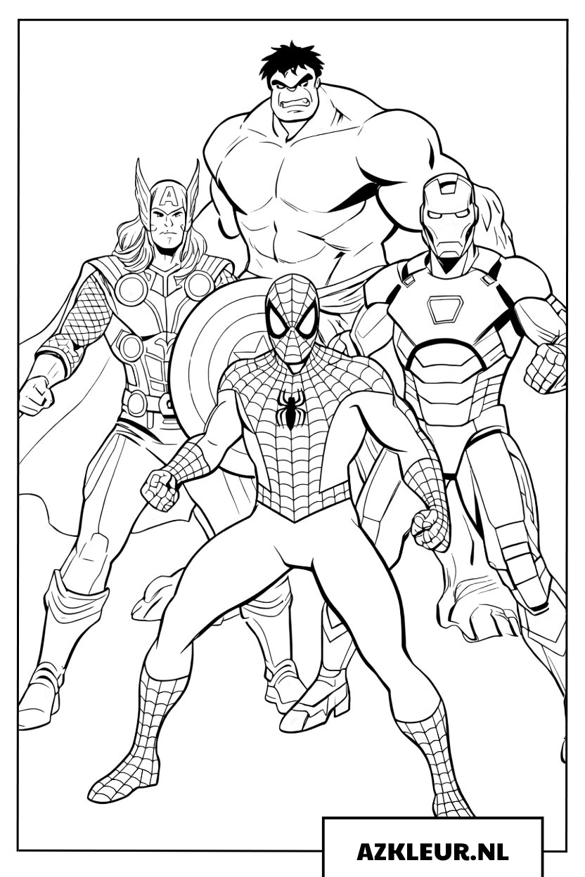 Avengers-alliantie klaar voor de strijd Kleurplaat