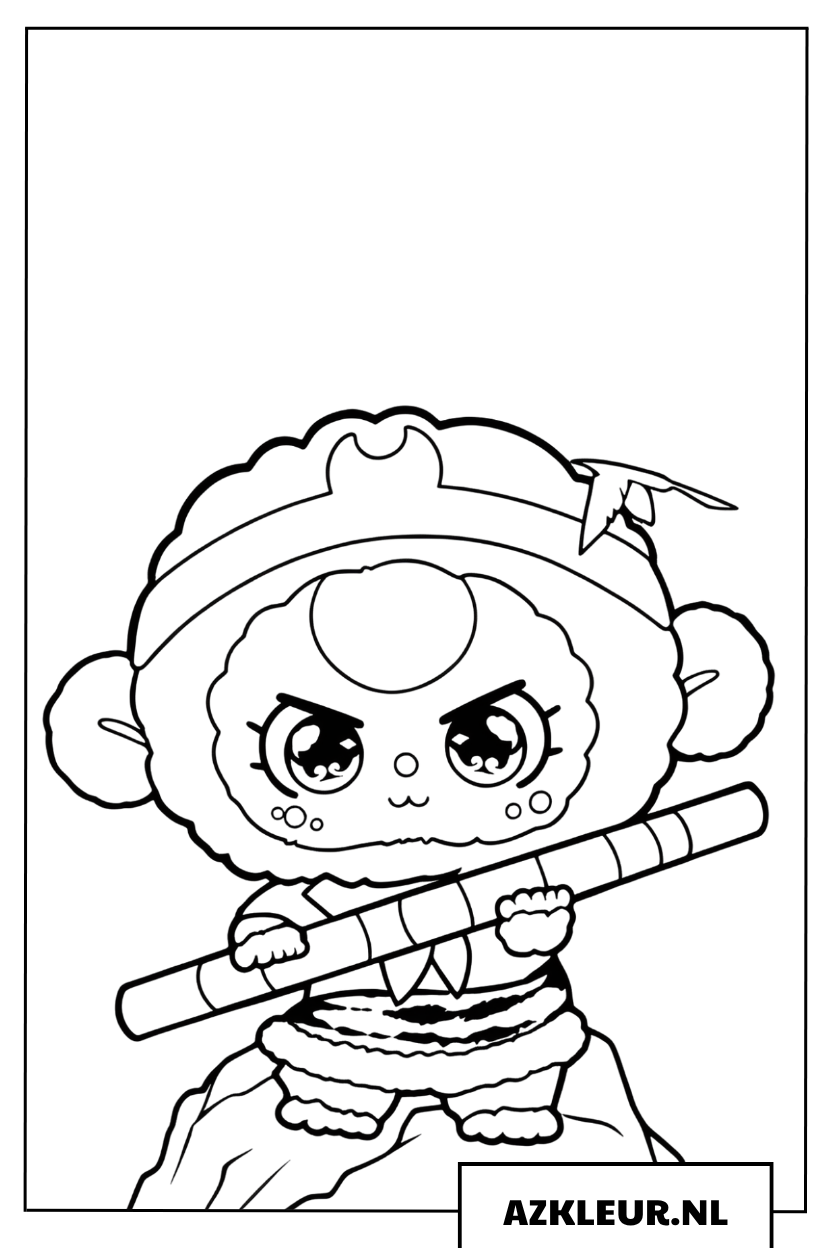 Baby Three kleurplaat van een baby als een grappig aapje