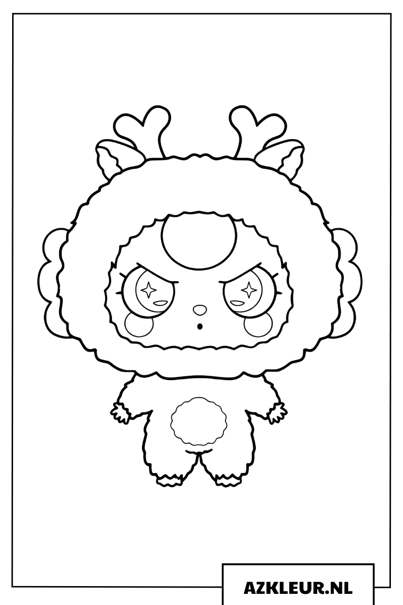 Baby Three kleurplaat van een baby in een rendierpakje