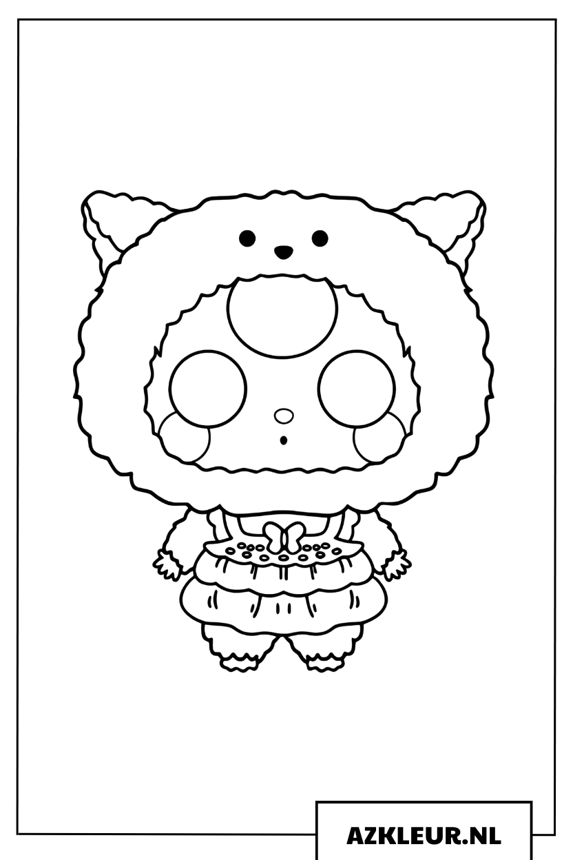 Baby Three kleurplaat van een baby in een zacht schapenvachtje