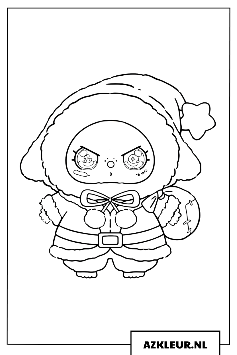 Baby Three kleurplaat van een baby verkleed als kerstman