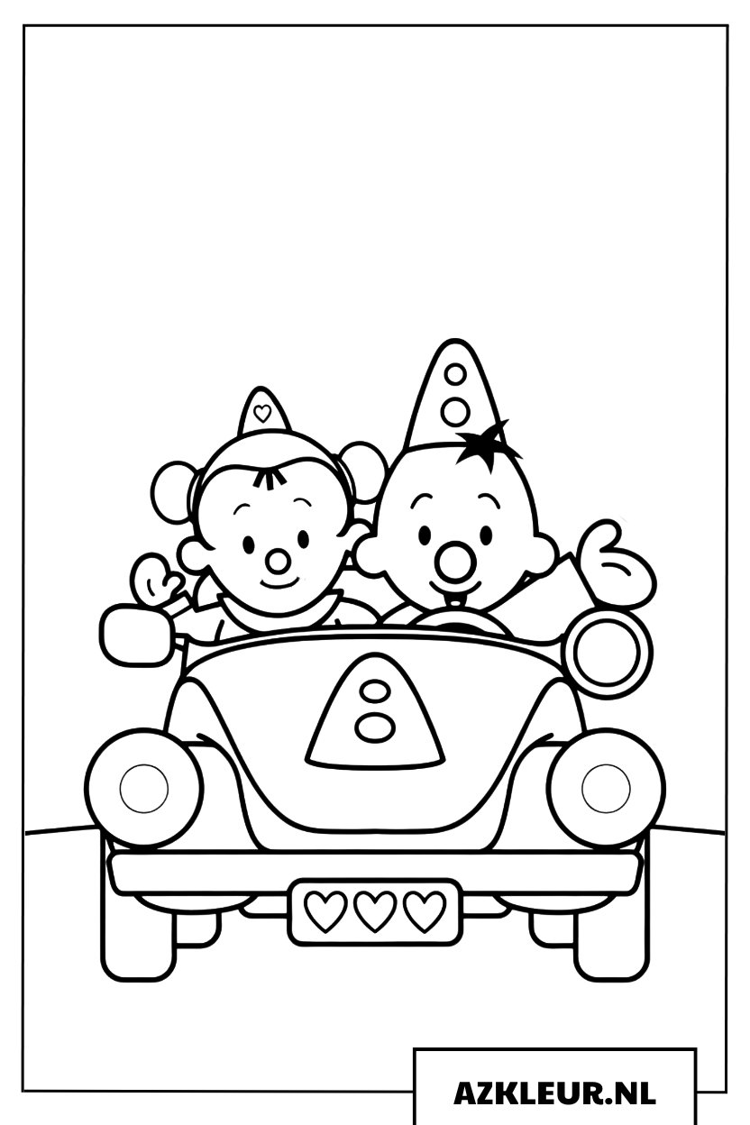 Bumba rijdt in een vrolijke auto kleurplaat