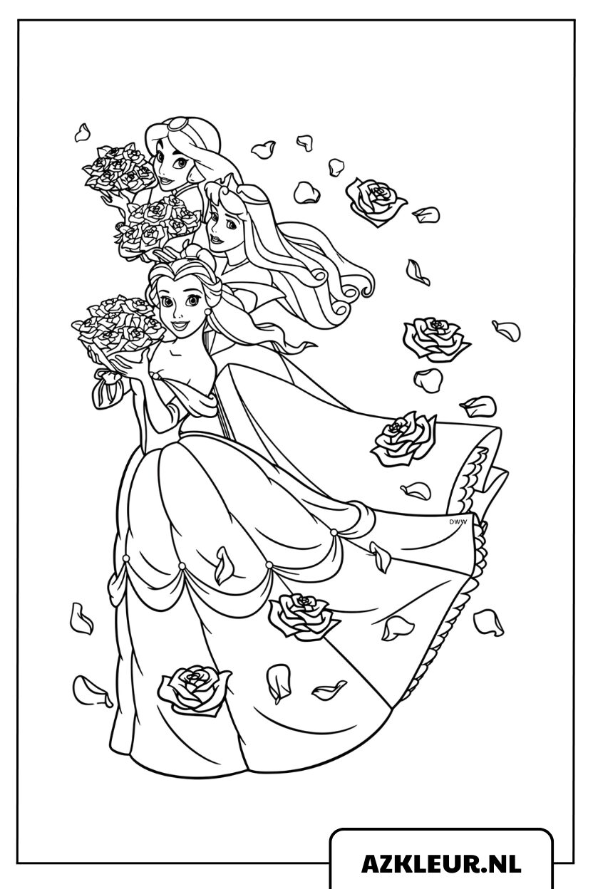 Dansende Disney prinses kleurplaat