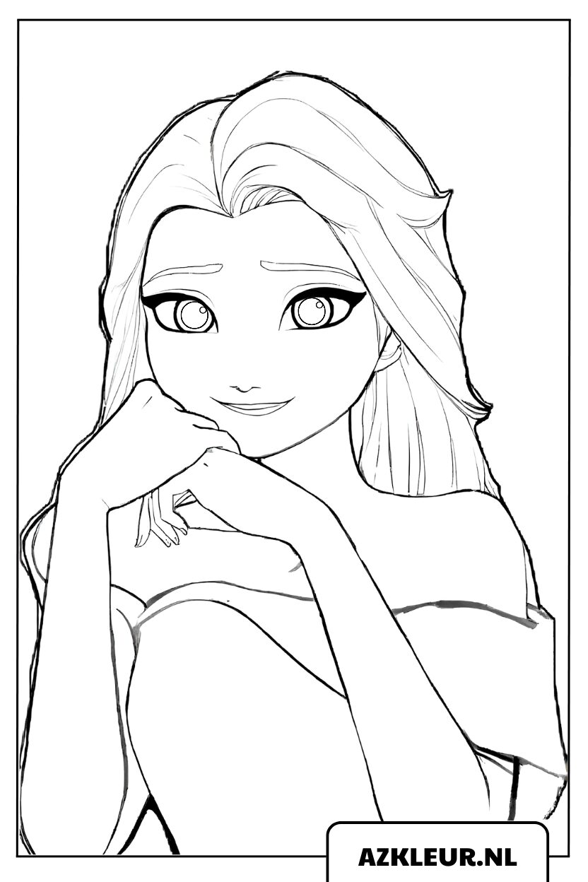 Elsa värityssivu: hymyilevä lumi