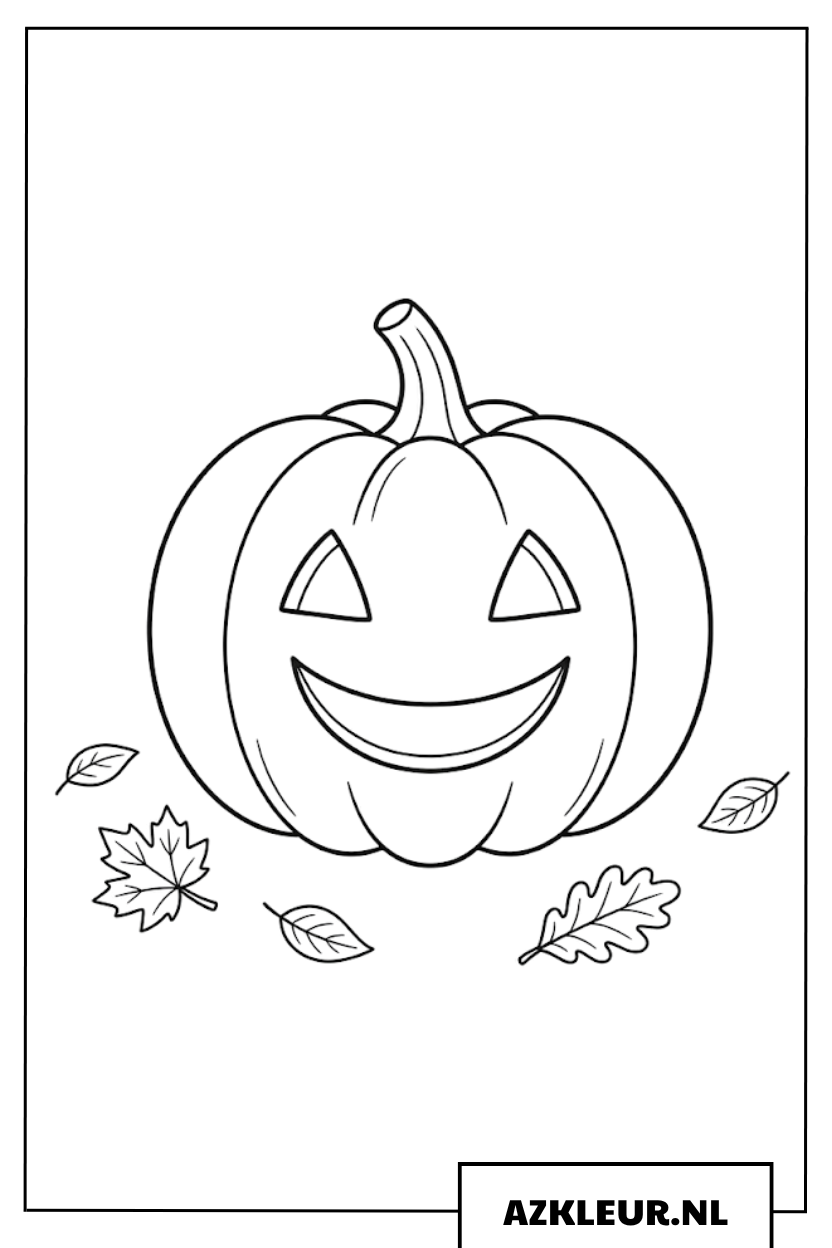 Glimlachende Halloween pompoen kleurplaat