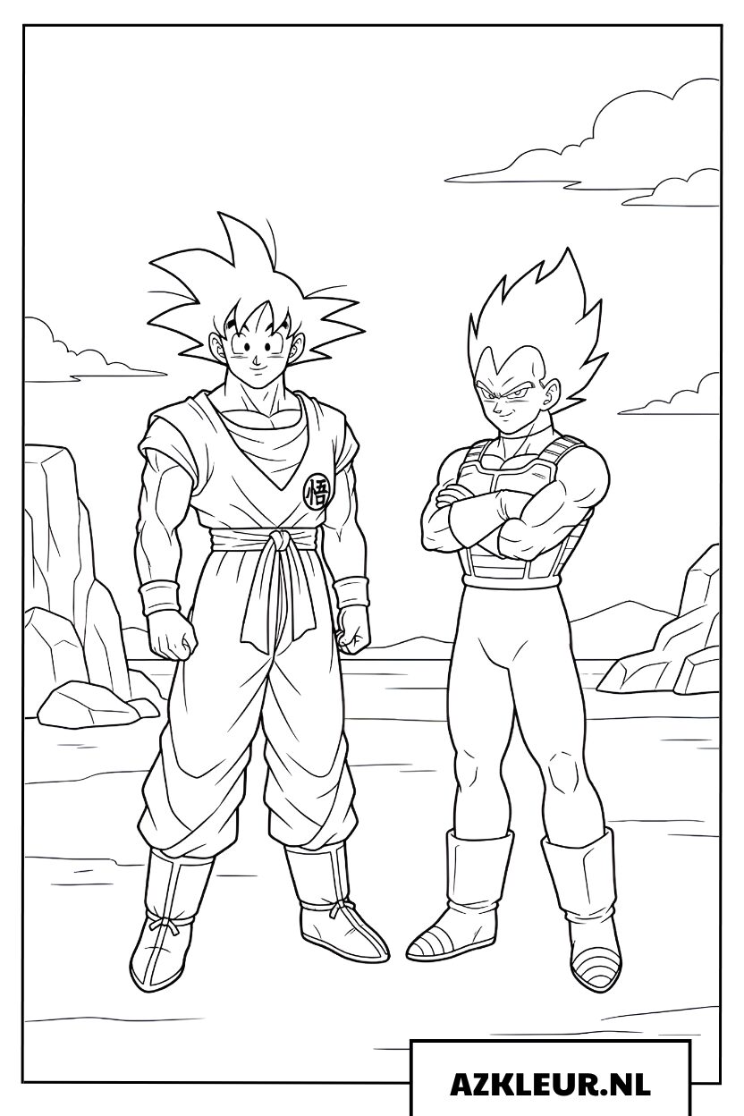 Goku en Vegeta kleurplaat