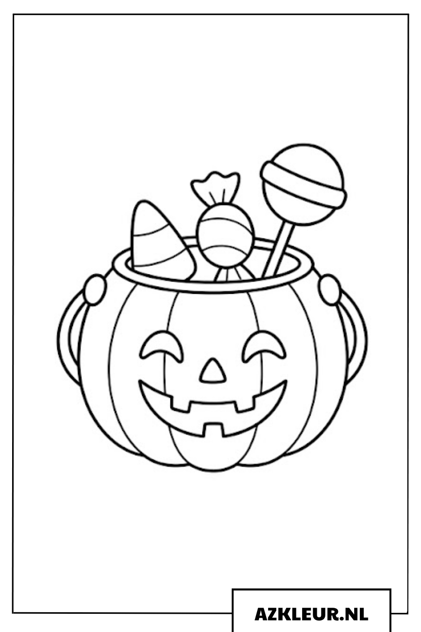 Halloween snoeppot vol lekkers kleurplaat