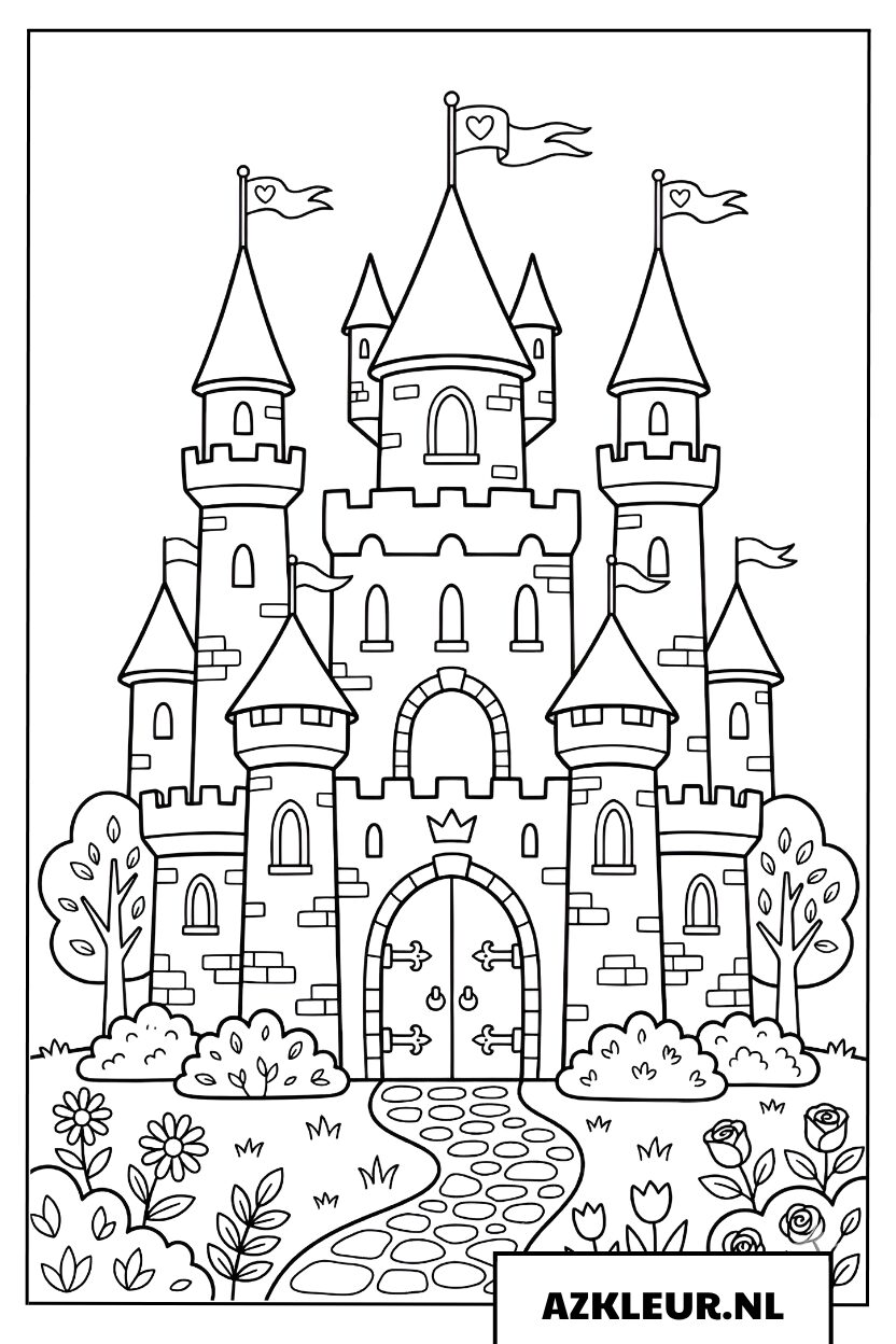 Kasteel kleurplaat magisch sprookjespaleis