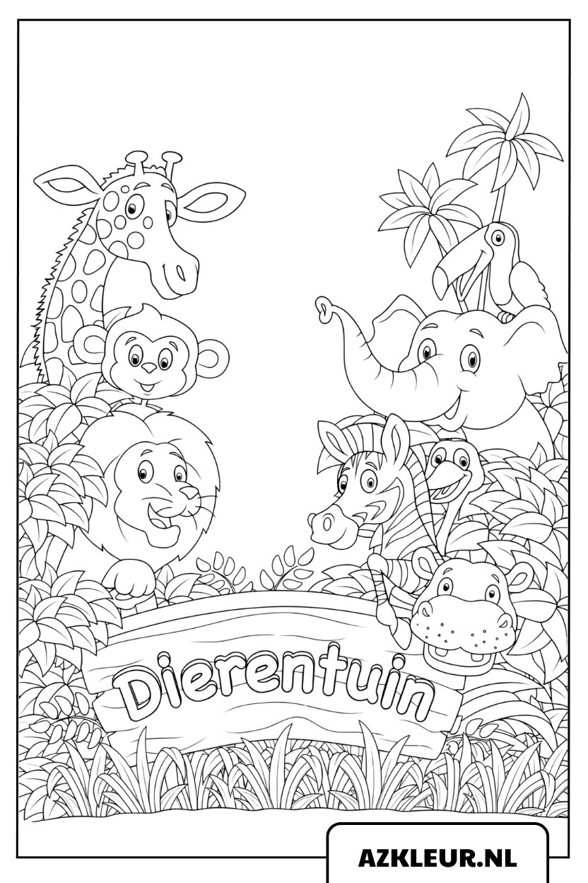 Kleurplaat Avontuur in de Dierentuin