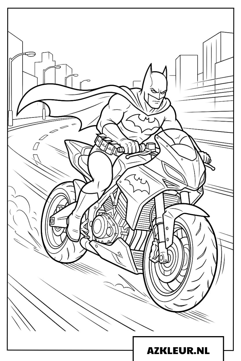 Kleurplaat Batman op Snelle Motor
