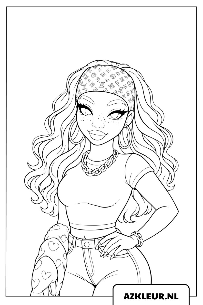 Kleurplaat CreaChick moderne mode stijl