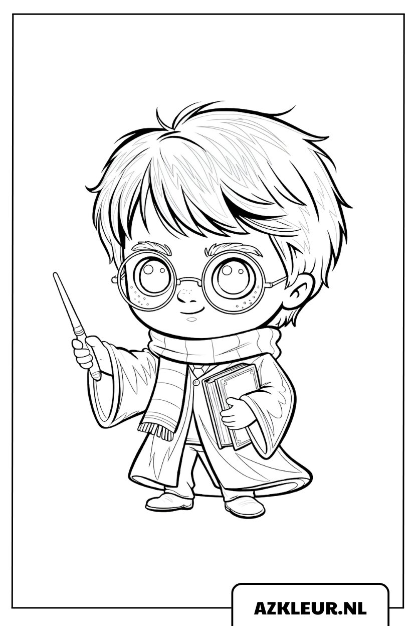 Kleurplaat Harry Potter leert toveren