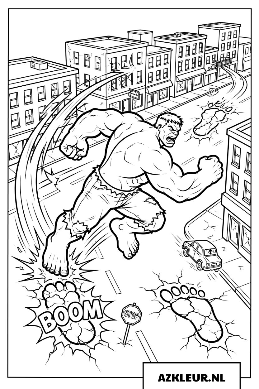 Kleurplaat Hulk Rent Door de Stad