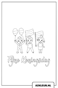 Kleurplaat Koningsdag met kinderen
