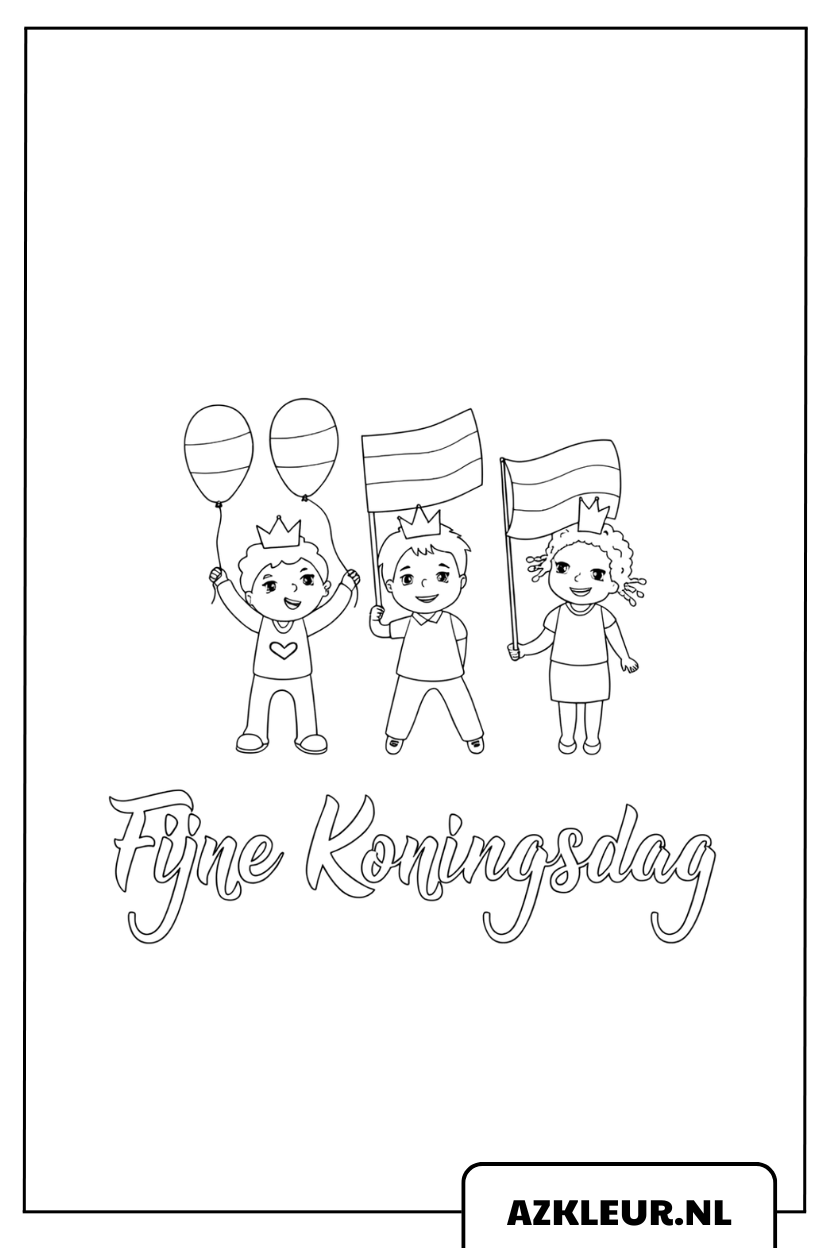 Kleurplaat Koningsdag met kinderen