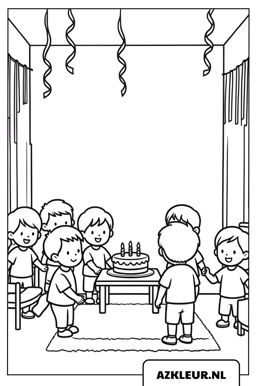 Kleurplaat Leuk feestje voor kinderen