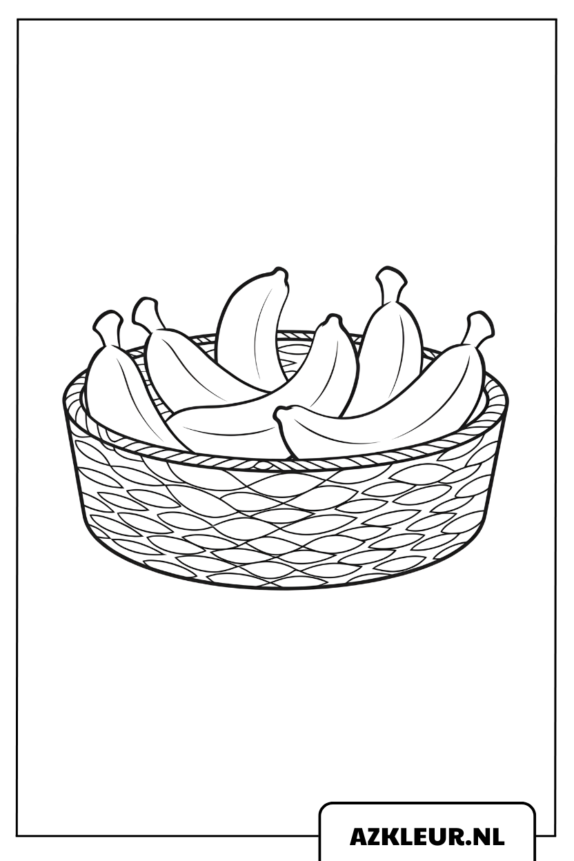 Kleurplaat Mand met Verse Bananen
